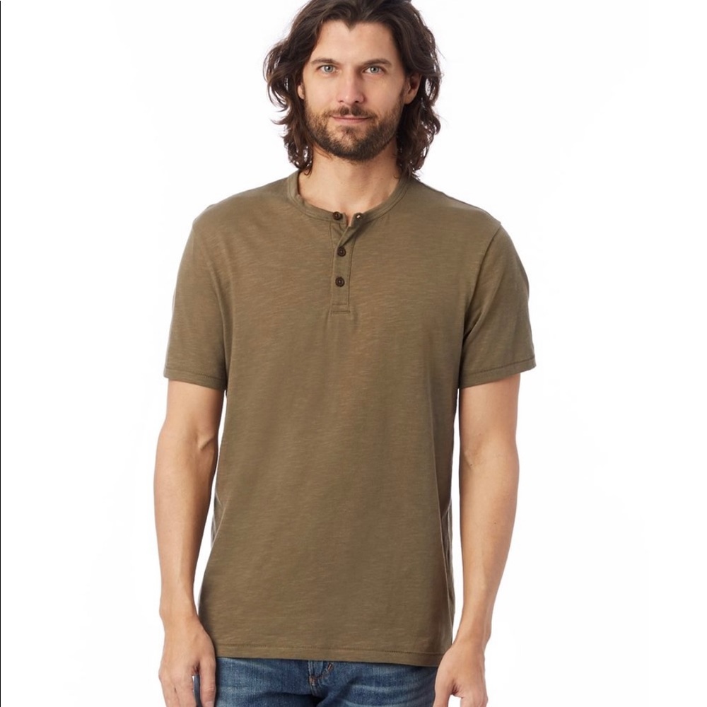 Alternative Apparel Mens Short Sleeve Henley